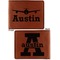 Airplane Theme Cognac Leatherette Bifold Wallets - Front and Back