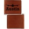 Airplane Theme Cognac Leatherette Bifold Wallets - Front and Back Single Sided - Apvl