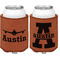 Airplane Theme Cognac Leatherette Can Sleeve - Double Sided Front and Back