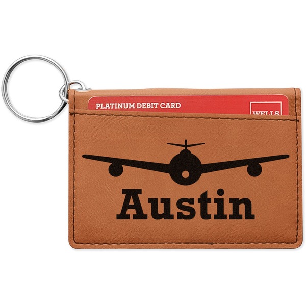 Custom Airplane Theme Leatherette Keychain ID Holder (Personalized)