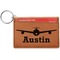 Airplane Theme Cognac Leatherette Keychain ID Holders - Front Credit Card