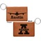 Airplane Theme Cognac Leatherette Keychain ID Holders - Front and Back Apvl
