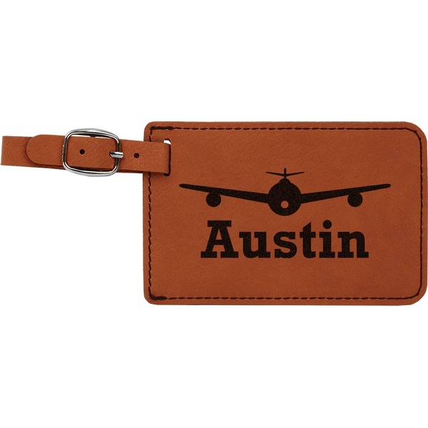 Custom Airplane Theme Leatherette Luggage Tag (Personalized)