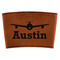 Airplane Theme Cognac Leatherette Mug Sleeve - Flat