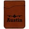 Airplane Theme Cognac Leatherette Phone Wallet close up