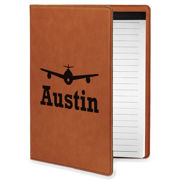 Custom Airplane Theme Leatherette Portfolio with Notepad - Small - Double Sided (Personalized)
