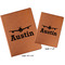 Airplane Theme Cognac Leatherette Portfolios with Notepad - Compare Sizes