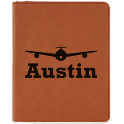 Airplane Theme Leatherette Zipper Portfolio with Notepad - Double Sided (Personalized)