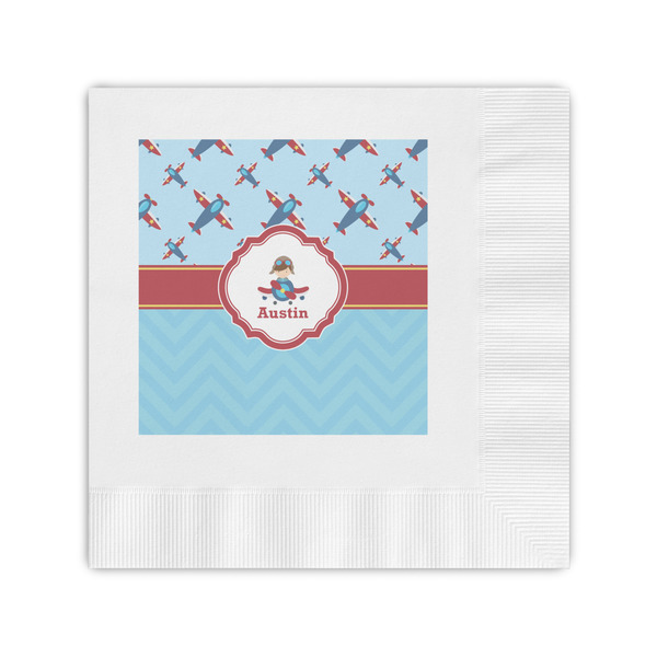 Custom Airplane Theme Coined Cocktail Napkins (Personalized)