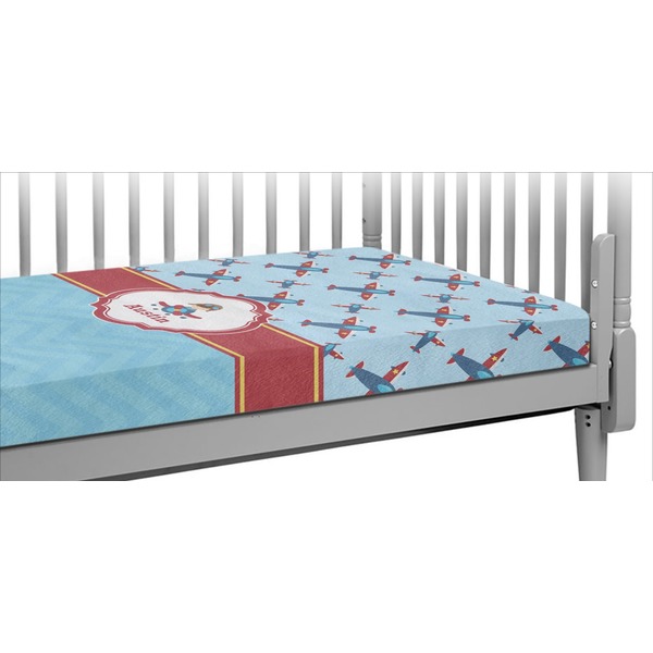 Custom Airplane Theme Crib Fitted Sheet (Personalized)