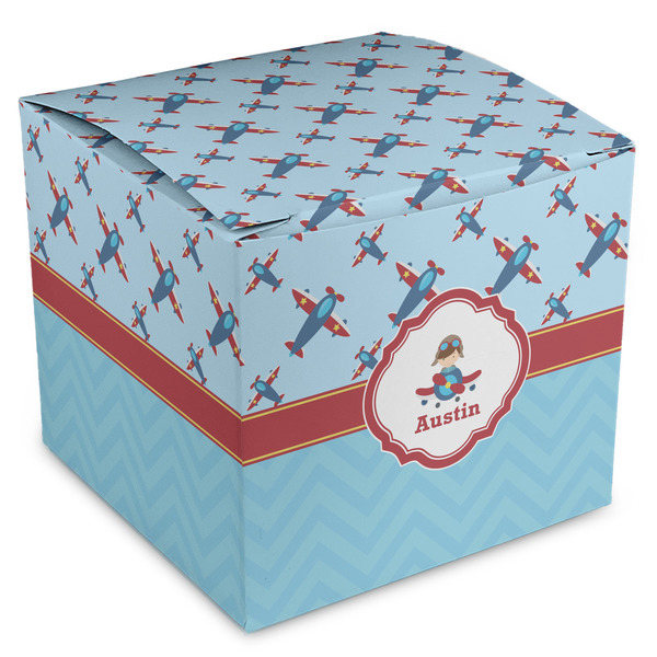 Custom Airplane Theme Cube Favor Gift Boxes (Personalized)