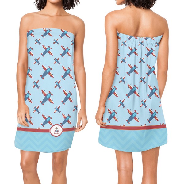 Airplane Theme Custom Bath Wrap - Front & Back View