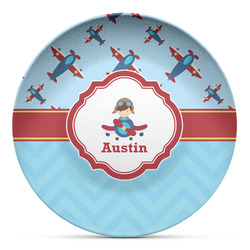 Airplane Theme Microwave Safe Plastic Plate - Composite Polymer (Personalized)