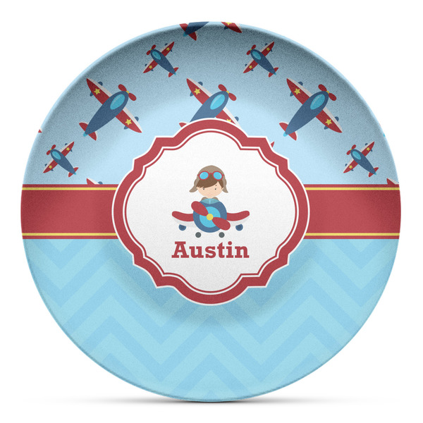 Custom Airplane Theme Microwave Safe Plastic Plate - Composite Polymer (Personalized)