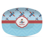 Airplane Theme Plastic Platter - Microwave & Oven Safe Composite Polymer (Personalized)