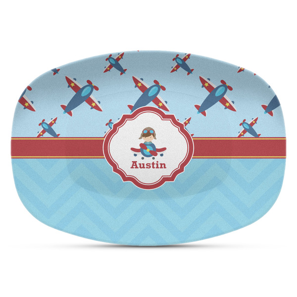 Custom Airplane Theme Plastic Platter - Microwave & Oven Safe Composite Polymer (Personalized)