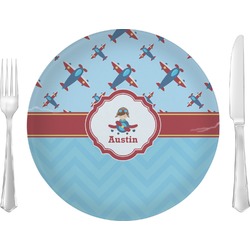 Airplane Theme 10" Glass Lunch / Dinner Plates - Single or Set (Personalized)