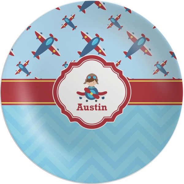 Custom Airplane Theme Melamine Plate (Personalized)