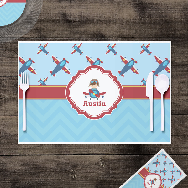 Airplane Theme Disposable Paper Placemat - In Context