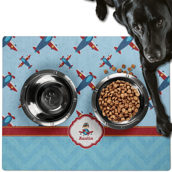 Airplane Theme Dog Food Mat - Large LIFESTYLE