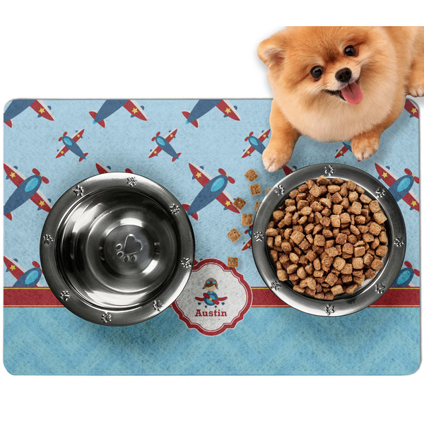 Custom Airplane Theme Dog Food Mat - Small w/ Name or Text