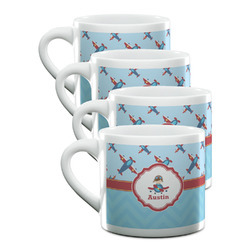 Airplane Theme Double Shot Espresso Cups - Set of 4 (Personalized)