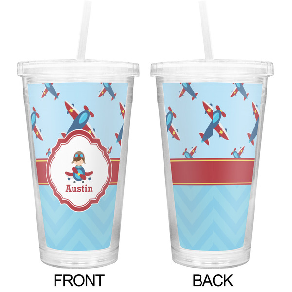 Airplane Theme Double Wall Tumbler with Straw - Approval