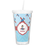 Airplane Theme Double Wall Tumbler with Straw (Personalized)