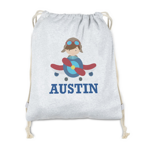 Custom Airplane Theme Drawstring Backpack - Sweatshirt Fleece - Double Sided (Personalized)