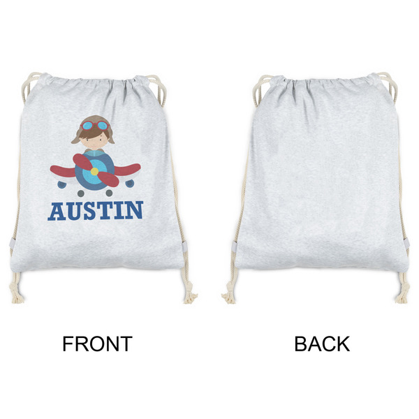 Airplane Theme Drawstring Backpacks - Sweatshirt Fleece - Single Sided - APPROVAL