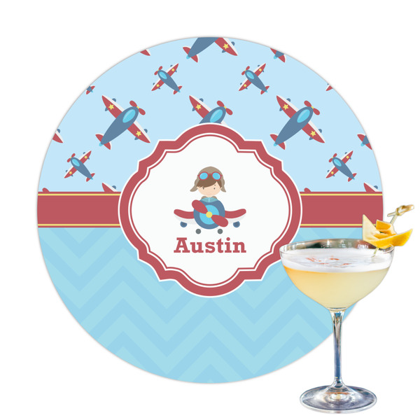 Custom Airplane Theme Printed Drink Topper - 3.25" (Personalized)