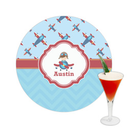 Airplane Theme Printed Drink Topper -  2.5" (Personalized)
