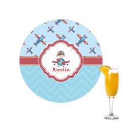 Airplane Theme Printed Drink Topper - 2.15" (Personalized)