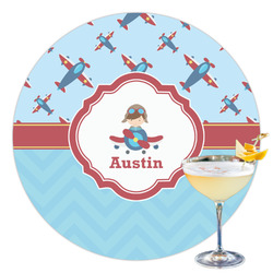 Airplane Theme Printed Drink Topper - 3.5" (Personalized)