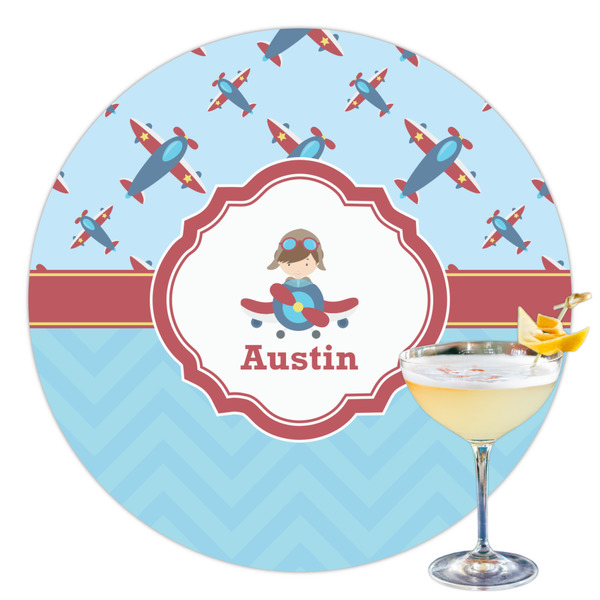 Custom Airplane Theme Printed Drink Topper - 3.5" (Personalized)