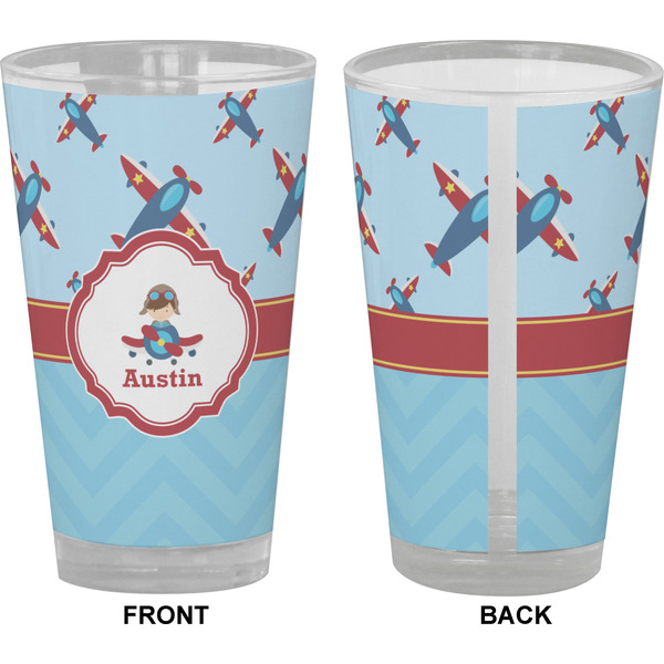 Airplane Theme Pint Glass - Full Color - Front & Back Views