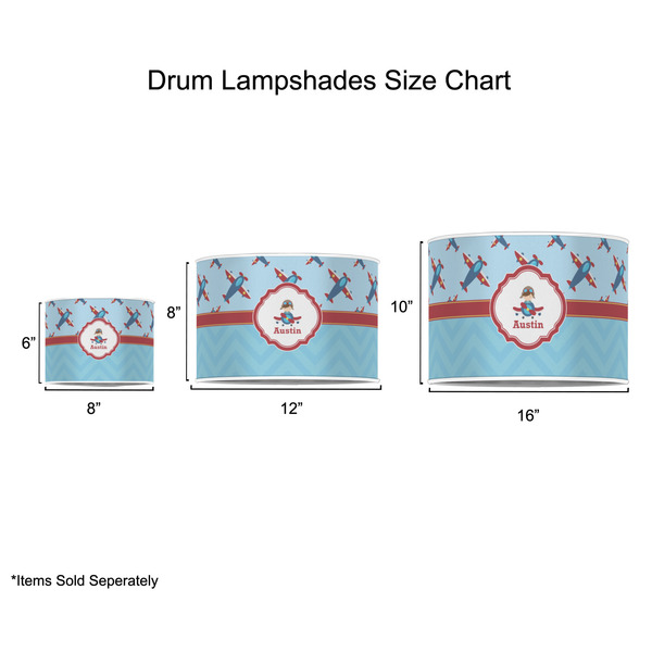 Airplane Theme Drum Lampshades - Sizing Chart