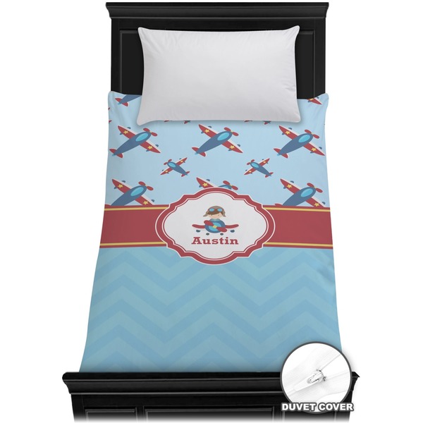 Custom Airplane Theme Duvet Cover - Twin (Personalized)