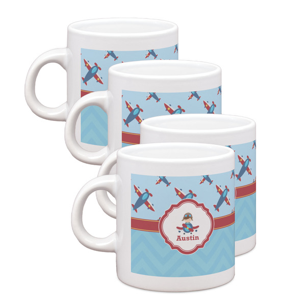 Custom Airplane Theme Single Shot Espresso Cups - Set of 4 (Personalized)