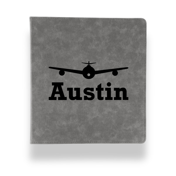 Airplane Theme Leather Binder - 1" - Grey - Front View