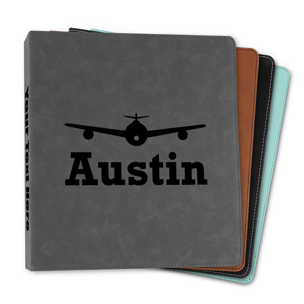 Custom Airplane Theme Leather Binder - 1" (Personalized)