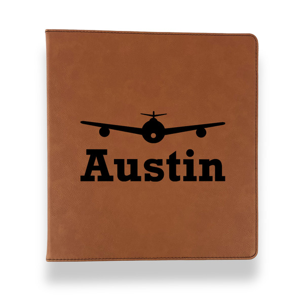 Custom Airplane Theme Leather Binder - 1" - Rawhide (Personalized)