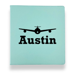 Airplane Theme Leather Binder - 1" - Teal (Personalized)