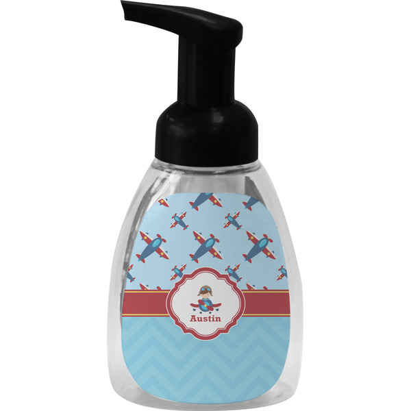 Custom Airplane Theme Foam Soap Bottle - Black (Personalized)