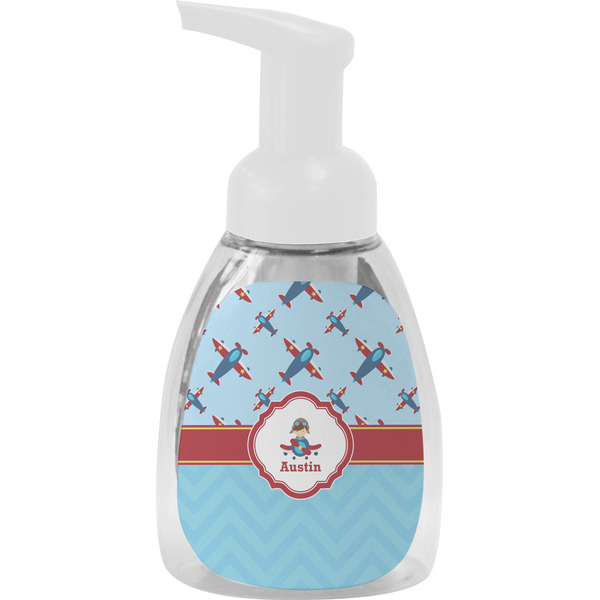 Custom Airplane Theme Foam Soap Bottle - White (Personalized)
