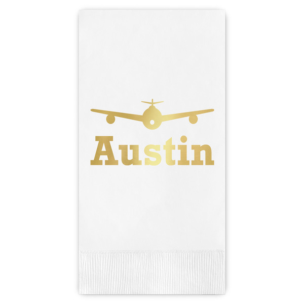 Custom Airplane Theme Guest Napkins - Foil Stamped (Personalized)