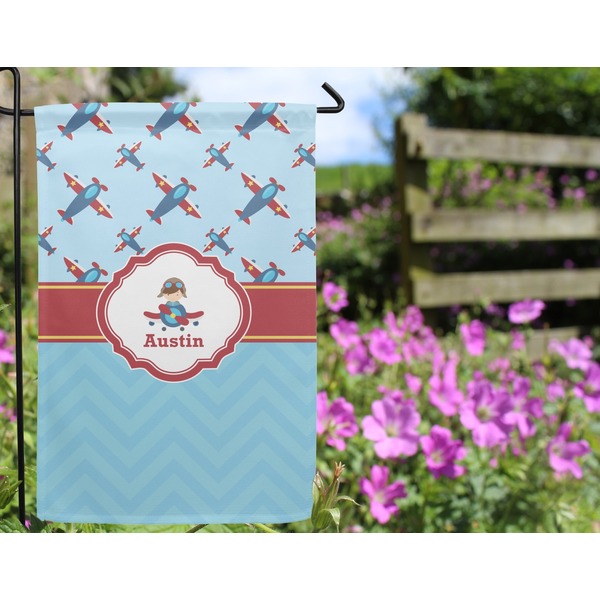 Airplane Theme Garden Flag - Outside In Flowers