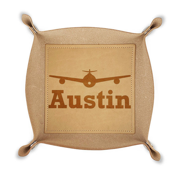 Custom Airplane Theme Genuine Leather Valet Tray (Personalized)