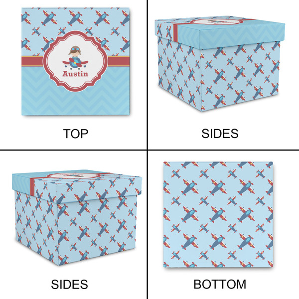 Airplane Theme Gift Boxes with Lid - Canvas Wrapped - Large - Approval