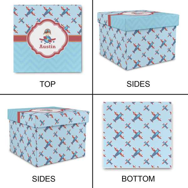 Airplane Theme Gift Boxes with Lid - Canvas Wrapped - Medium - Approval